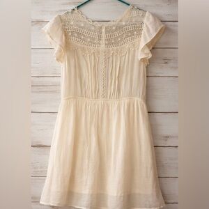 MINE Cream Lace-Trim mini Dress Large L
